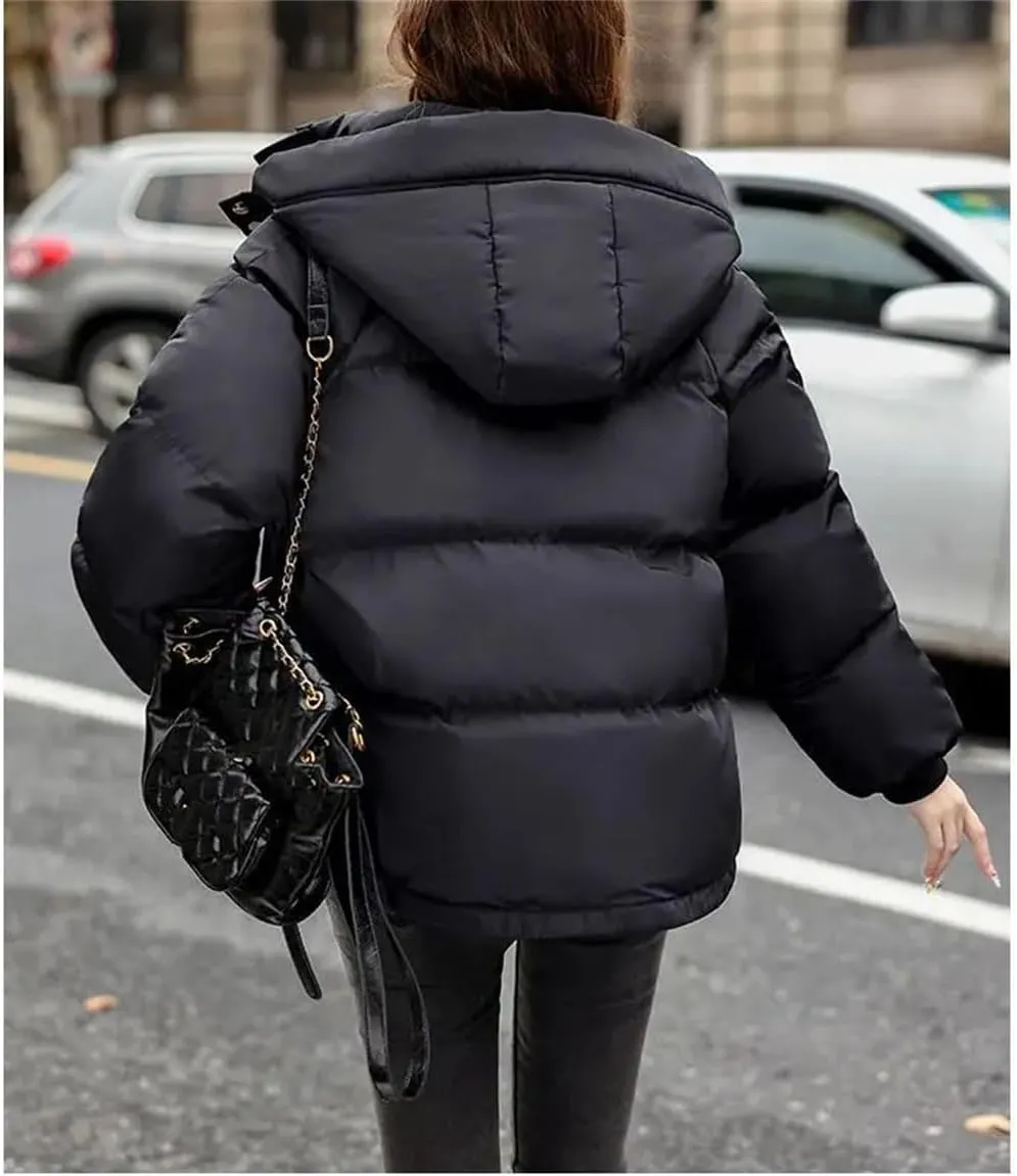 Down Cotton Jacket Women Hooded Parkas Winter Padded Coat Thick Warm Loose Puffer Snow Wear Outwea
