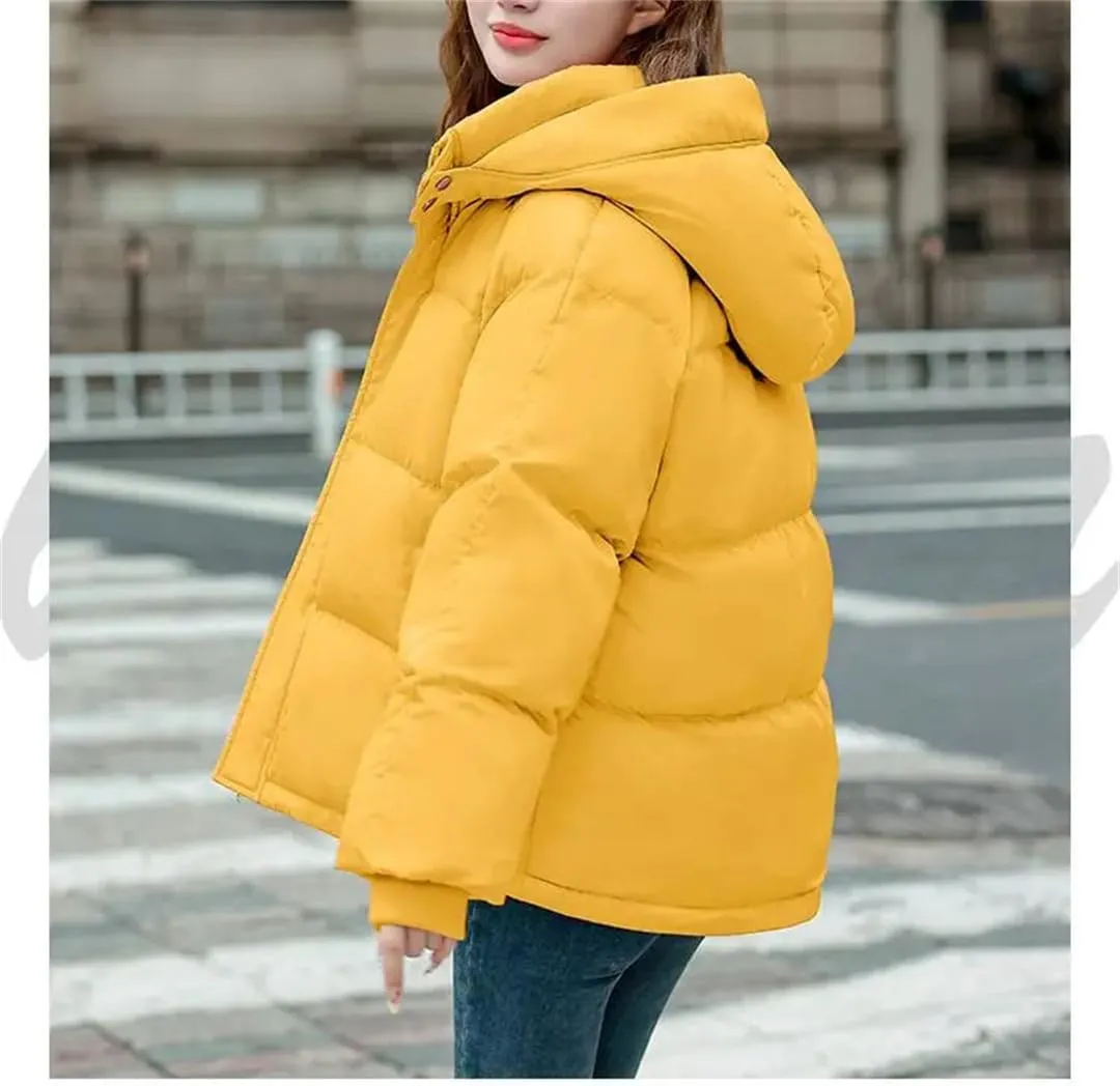 Down Cotton Jacket Women Hooded Parkas Winter Padded Coat Thick Warm Loose Puffer Snow Wear Outwea