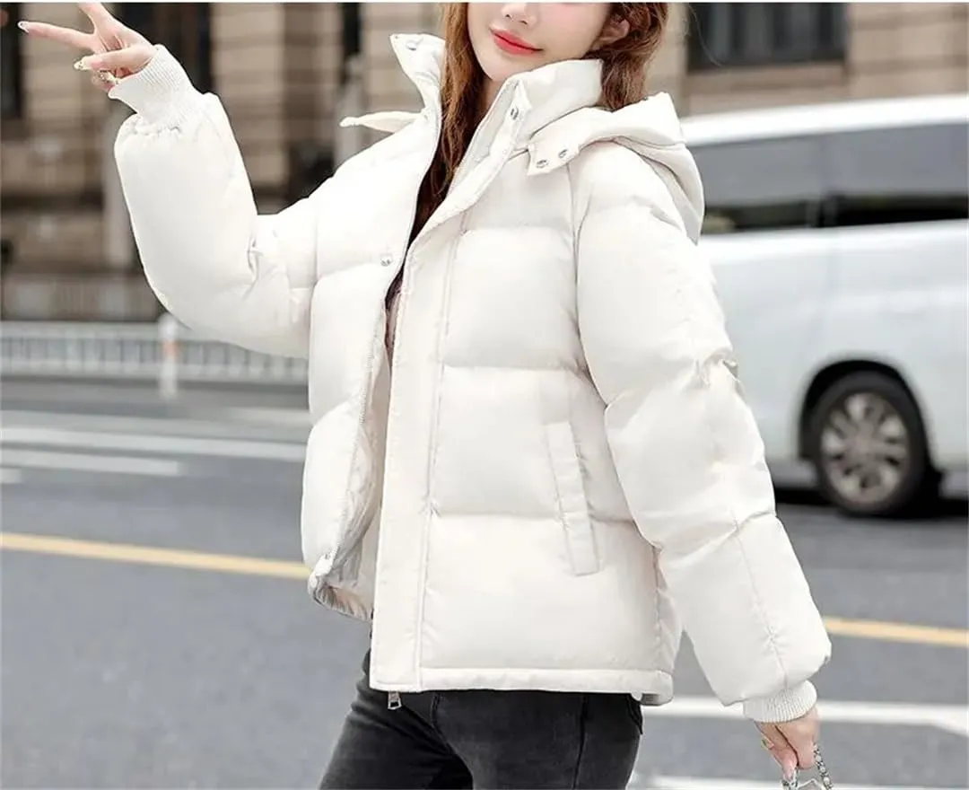 Down Cotton Jacket Women Hooded Parkas Winter Padded Coat Thick Warm Loose Puffer Snow Wear Outwea