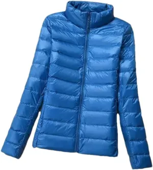 Down Jacket Women's Short Autumn Winter Parkas Stand-UP Collar Hooded Warm Cotton Padded Coat