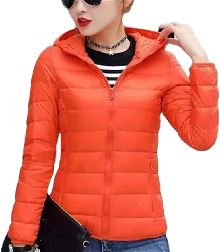 Down Jacket Women's Short Autumn Winter Parkas Stand-UP Collar Hooded Warm Cotton Padded Coat