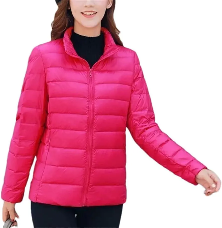 Down Jacket Women's Short Autumn Winter Parkas Stand-UP Collar Hooded Warm Cotton Padded Coat