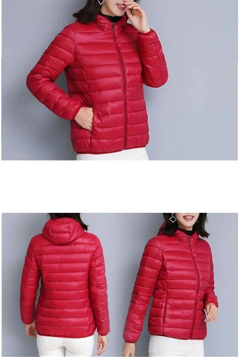 Down Jacket Women's Short Autumn Winter Parkas Stand-UP Collar Hooded Warm Cotton Padded Coat