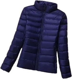 Down Jacket Women's Short Autumn Winter Parkas Stand-UP Collar Hooded Warm Cotton Padded Coat