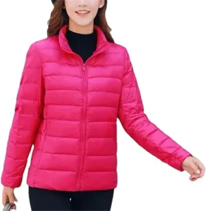 Down Jacket Women's Short Autumn Winter Parkas Stand-UP Collar Hooded Warm Cotton Padded Coat
