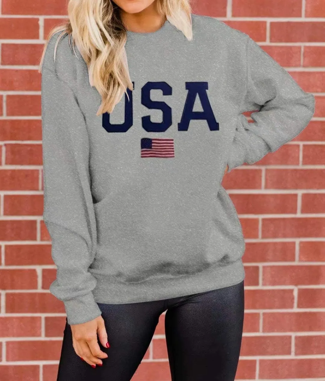 Dressmine Womens Casual Long Sleeve Graphic Tee Shirts Crew Neck Sweatshirts Pullover Tops for Women