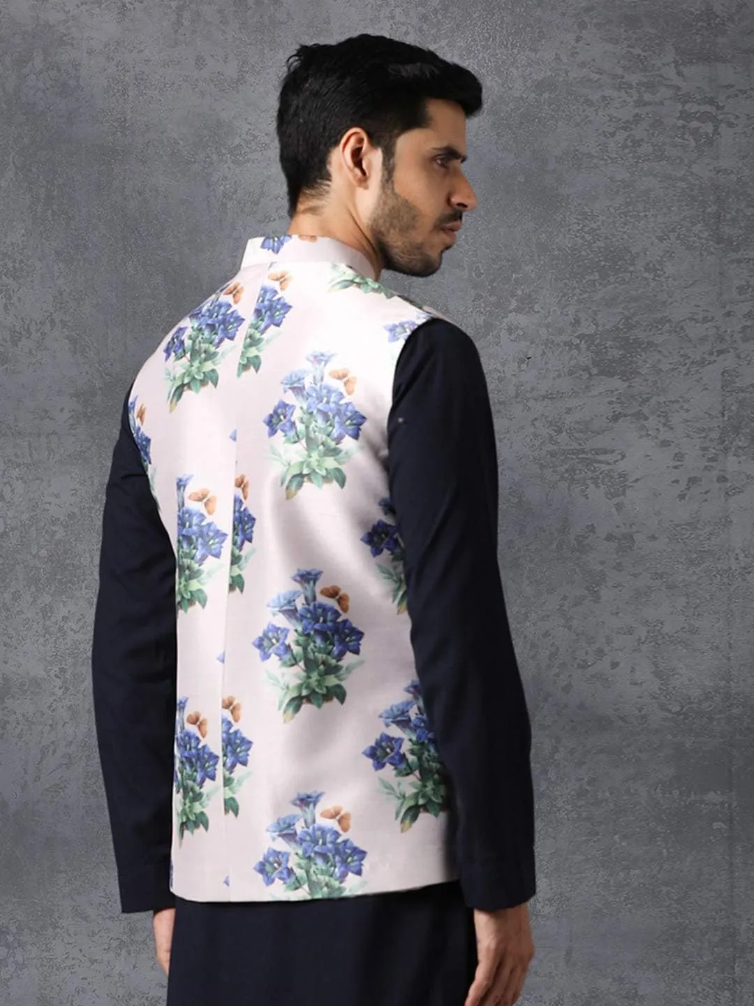 Elina fashion Men's Indian Satin Nehru Jacket || Printed Bandhgala Jodhpuri Sleeve Less Waistcoat ONLY