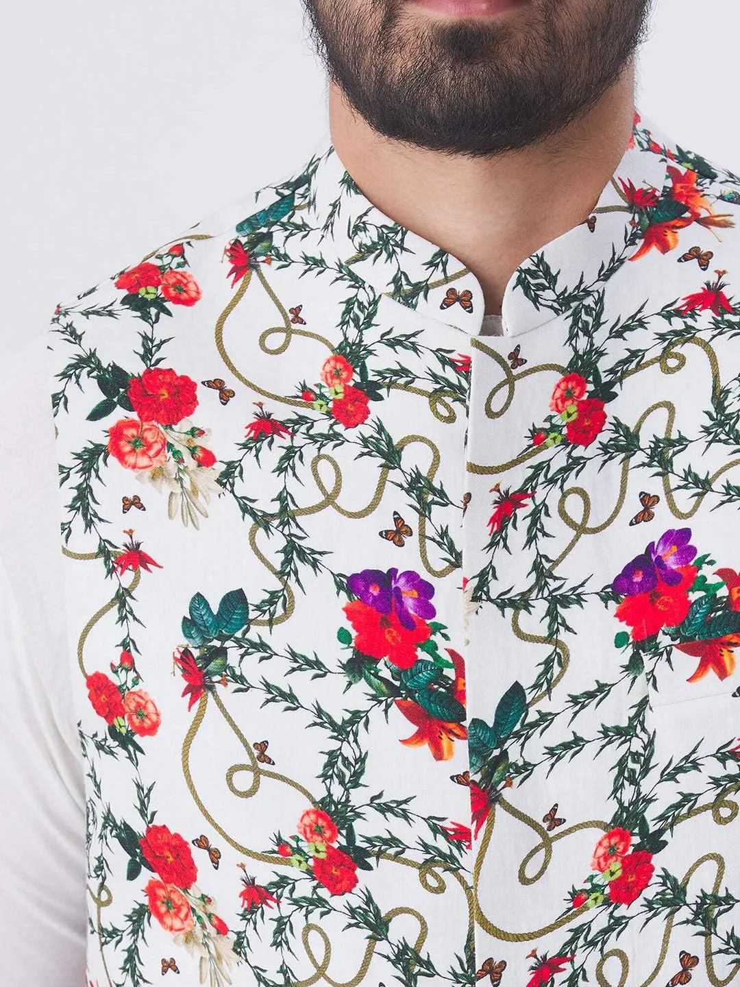 Elina fashion Men's Indian Satin Nehru Jacket || Printed Bandhgala Jodhpuri Sleeve Less Waistcoat ONLY