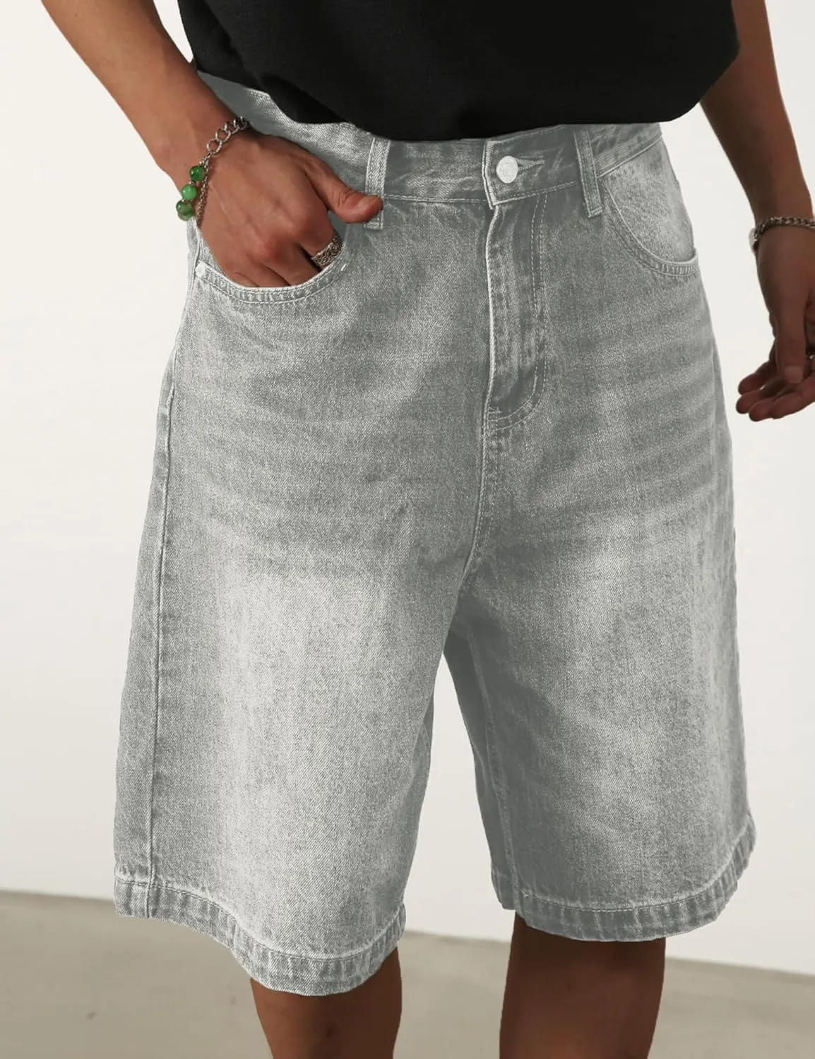 EMMIOL Mens Baggy Jean Shorts Loose Fit Denim Shorts Men Summer Casual Jorts Y2k Hip Hop Short Jeans Streetwear Clothes