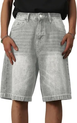 EMMIOL Mens Baggy Jean Shorts Loose Fit Denim Shorts Men Summer Casual Jorts Y2k Hip Hop Short Jeans Streetwear Clothes
