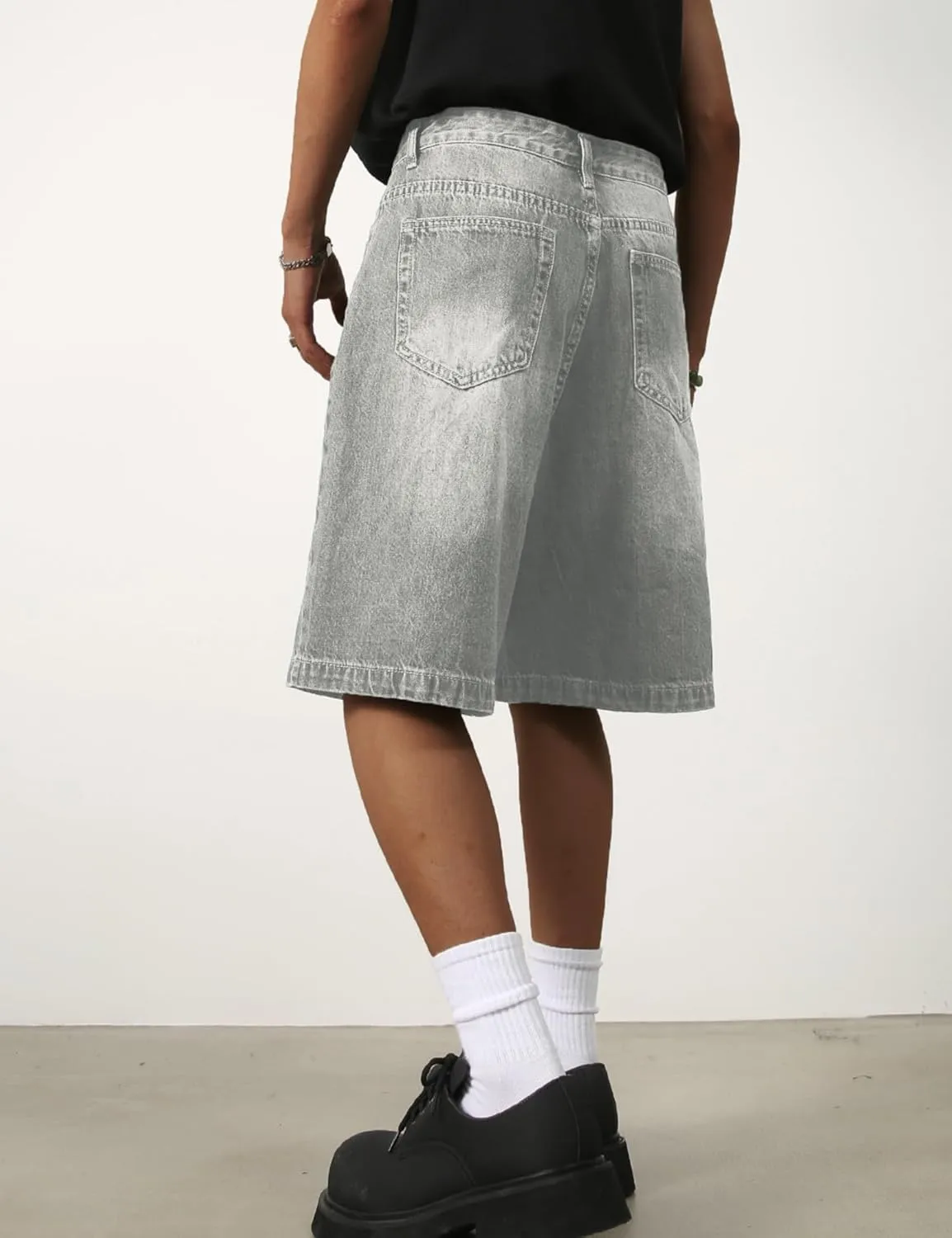 EMMIOL Mens Baggy Jean Shorts Loose Fit Denim Shorts Men Summer Casual Jorts Y2k Hip Hop Short Jeans Streetwear Clothes