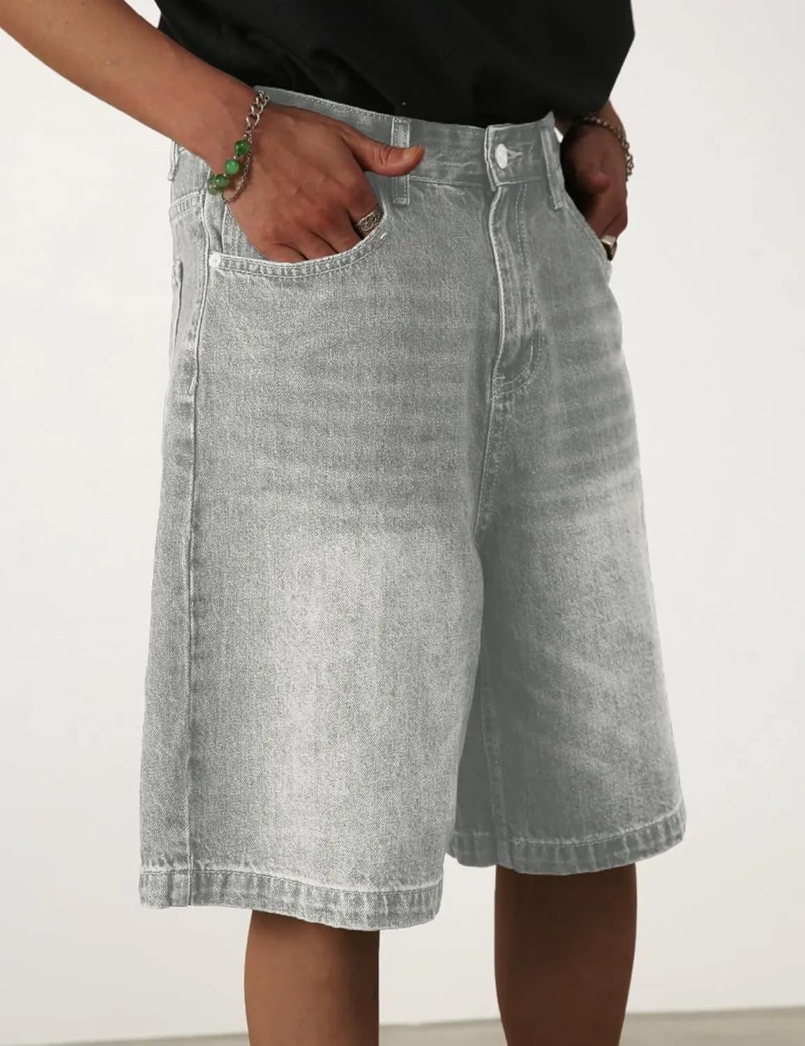 EMMIOL Mens Baggy Jean Shorts Loose Fit Denim Shorts Men Summer Casual Jorts Y2k Hip Hop Short Jeans Streetwear Clothes