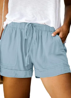 Eytino Womens Plus Size Comfy Drawstring Casual Elastic Waist Pocketed Shorts,1X-5X