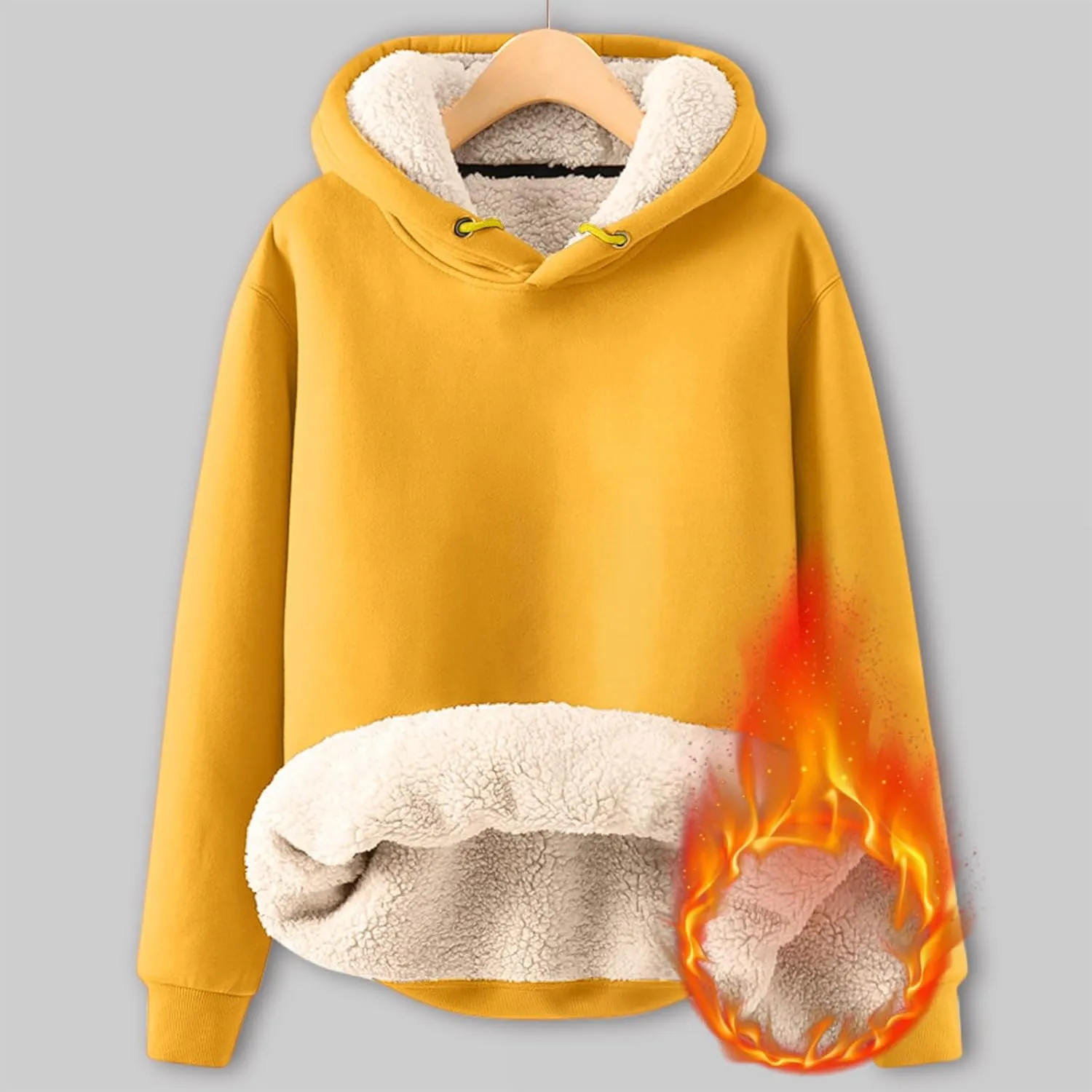 Fenleo Womens Hoodies Winter Warm Sherpa Lined Sweatshirts Casual Thick Long Sleeve Pullover Hooded Sweatshirt