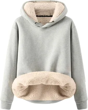 Fenleo Womens Hoodies Winter Warm Sherpa Lined Sweatshirts Casual Thick Long Sleeve Pullover Hooded Sweatshirt