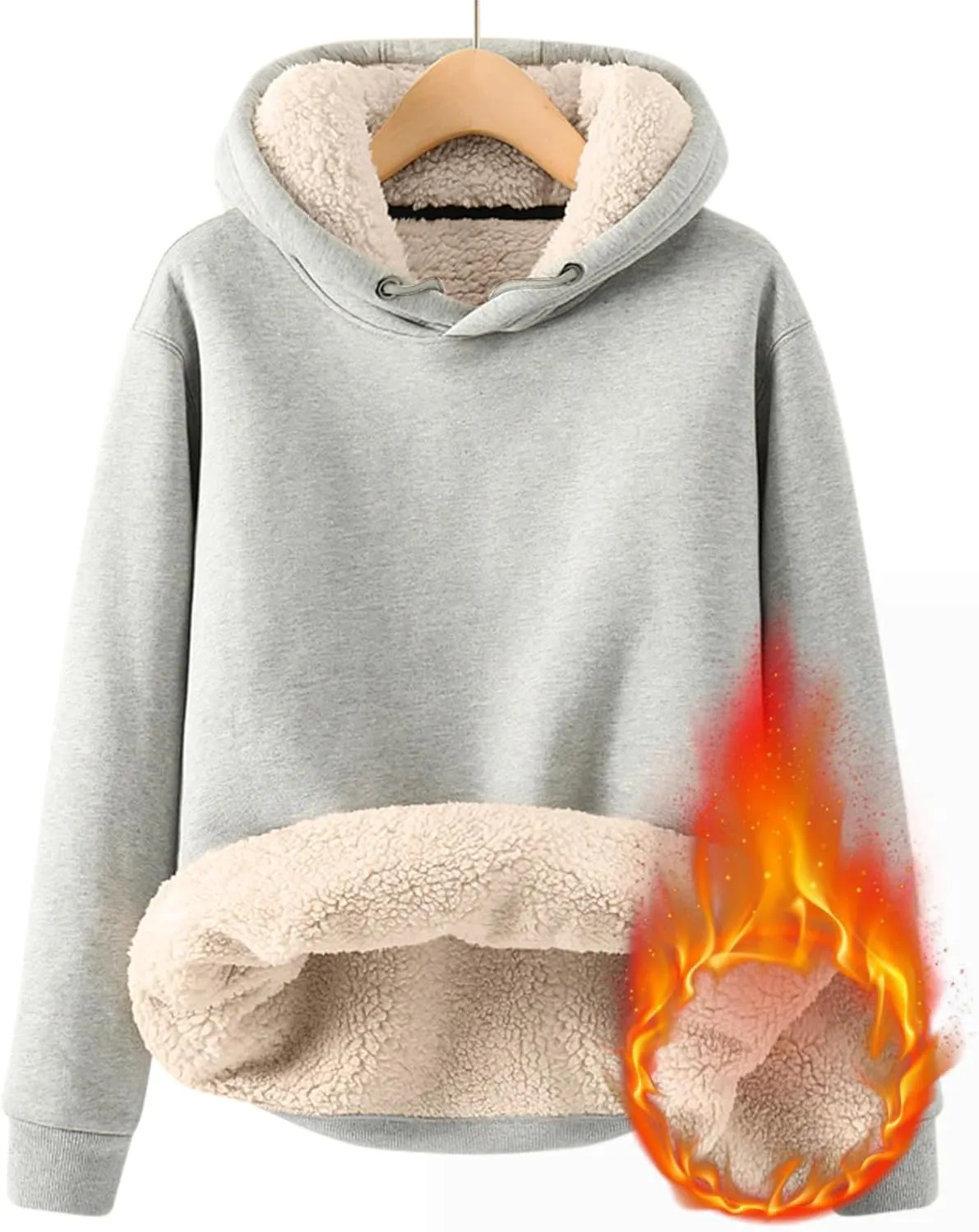 Fenleo Womens Hoodies Winter Warm Sherpa Lined Sweatshirts Casual Thick Long Sleeve Pullover Hooded Sweatshirt