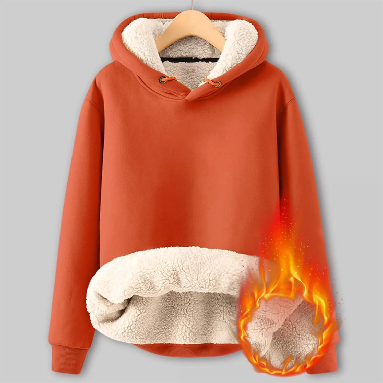 Fenleo Womens Hoodies Winter Warm Sherpa Lined Sweatshirts Casual Thick Long Sleeve Pullover Hooded Sweatshirt
