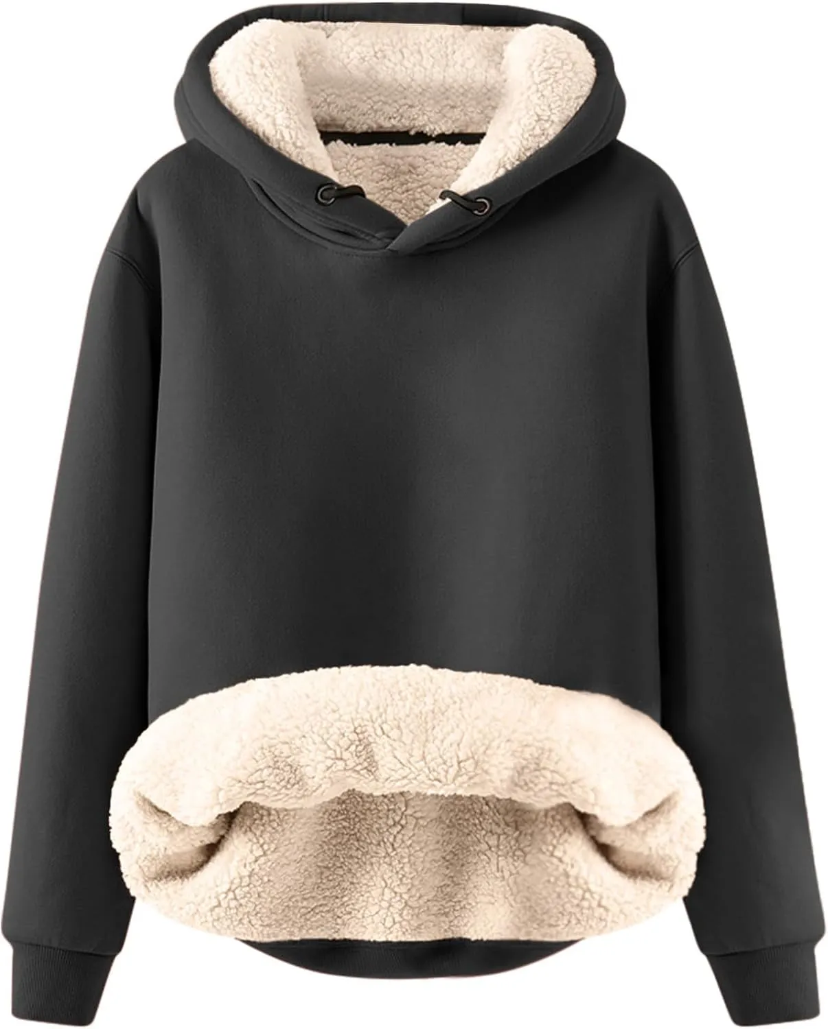 Fenleo Womens Hoodies Winter Warm Sherpa Lined Sweatshirts Casual Thick Long Sleeve Pullover Hooded Sweatshirt