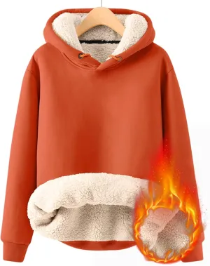 Fenleo Womens Hoodies Winter Warm Sherpa Lined Sweatshirts Casual Thick Long Sleeve Pullover Hooded Sweatshirt