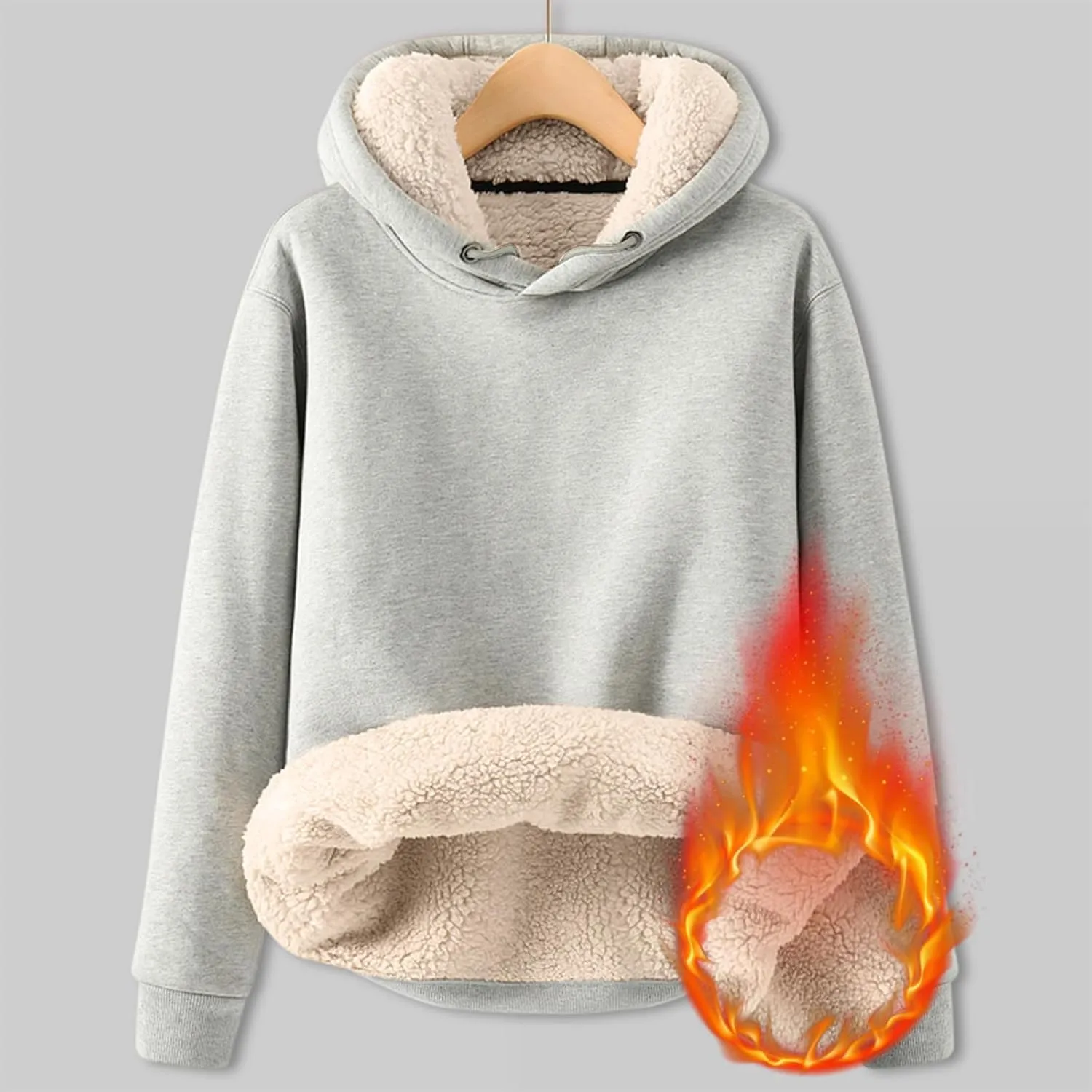 Fenleo Womens Hoodies Winter Warm Sherpa Lined Sweatshirts Casual Thick Long Sleeve Pullover Hooded Sweatshirt