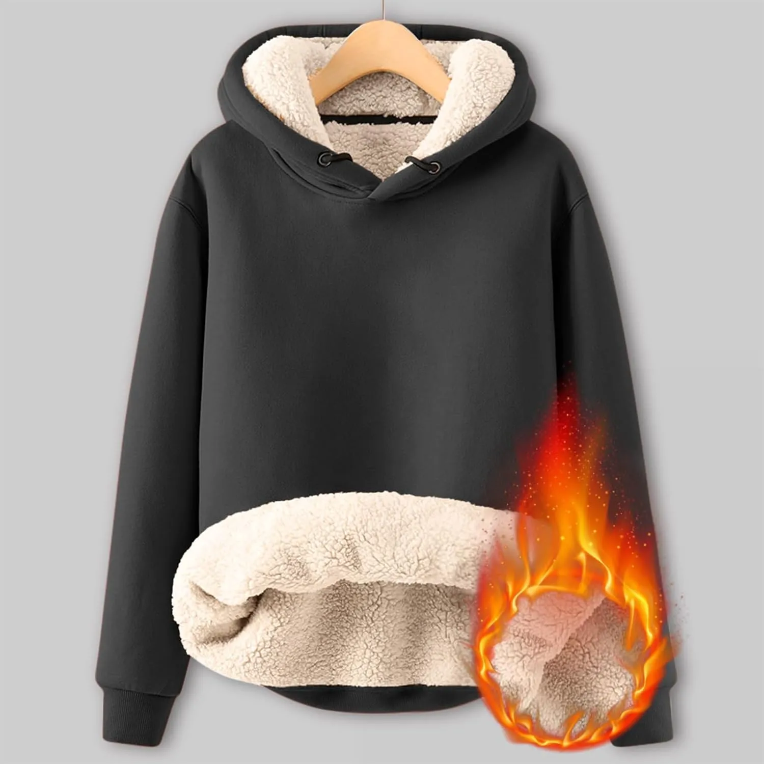 Fenleo Womens Hoodies Winter Warm Sherpa Lined Sweatshirts Casual Thick Long Sleeve Pullover Hooded Sweatshirt