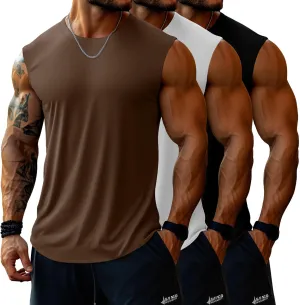 Ficerd 3 Pack Men's Big and Tall Tank Tops Workout Gym Muscle Plus Size T Shirts Sleeveless Fitness Athletic Oversized Tee