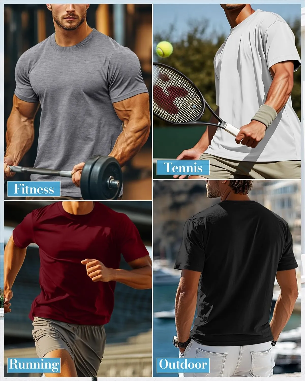 Ficerd 5 Pack Men's Big and Tall Shirts Short Sleeve Cotton Tee Summer Crew Neck Oversize Top Loose Fit Shirt Multipack