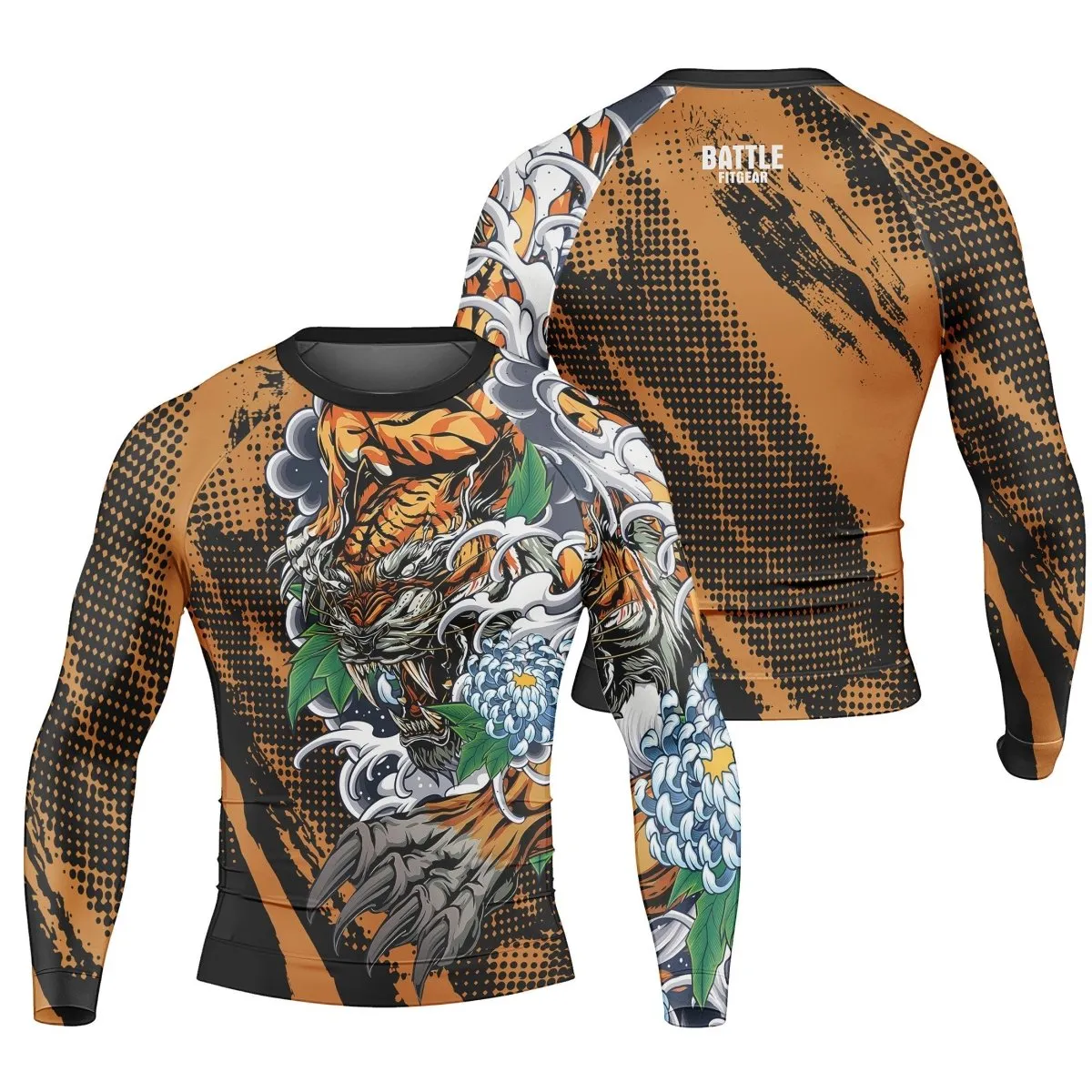 Flower Tiger Long Sleeve Rash Guard