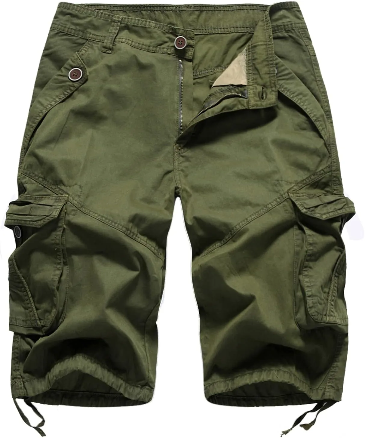 FOURSTEEDS Womens Casual Loose Fit Multi-Pocket Camouflage Twill Bermuda Cargo Shorts with Belt