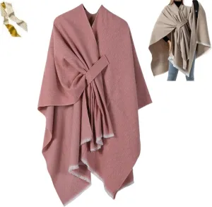 Front Wrap Cardigan Shawl Plus Size,Women's Open Front Versatile Shawls Warm Soft Cape,Knitted Poncho Cloak for Fall Winter