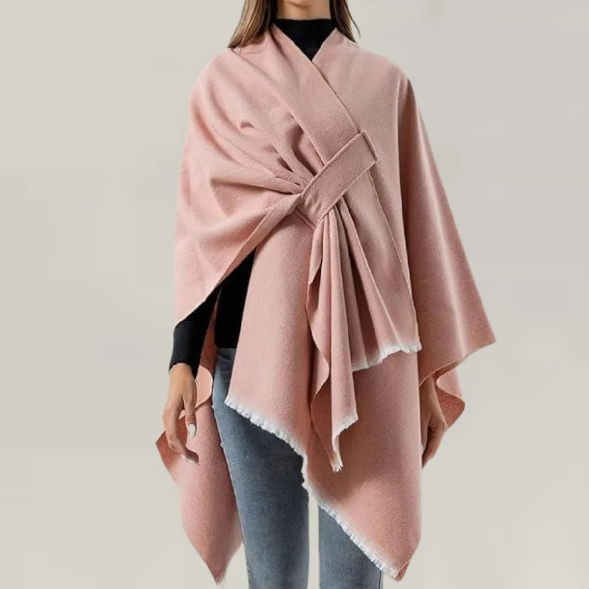 Front Wrap Cardigan Shawl Plus Size,Women's Open Front Versatile Shawls Warm Soft Cape,Knitted Poncho Cloak for Fall Winter