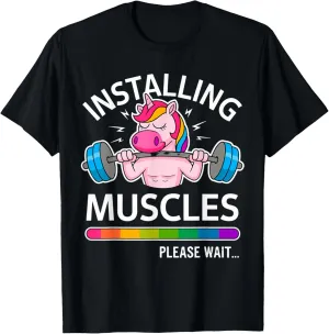 Funny Cute Unicorn Workout Gym Fitness Weightlifting T-Shirt