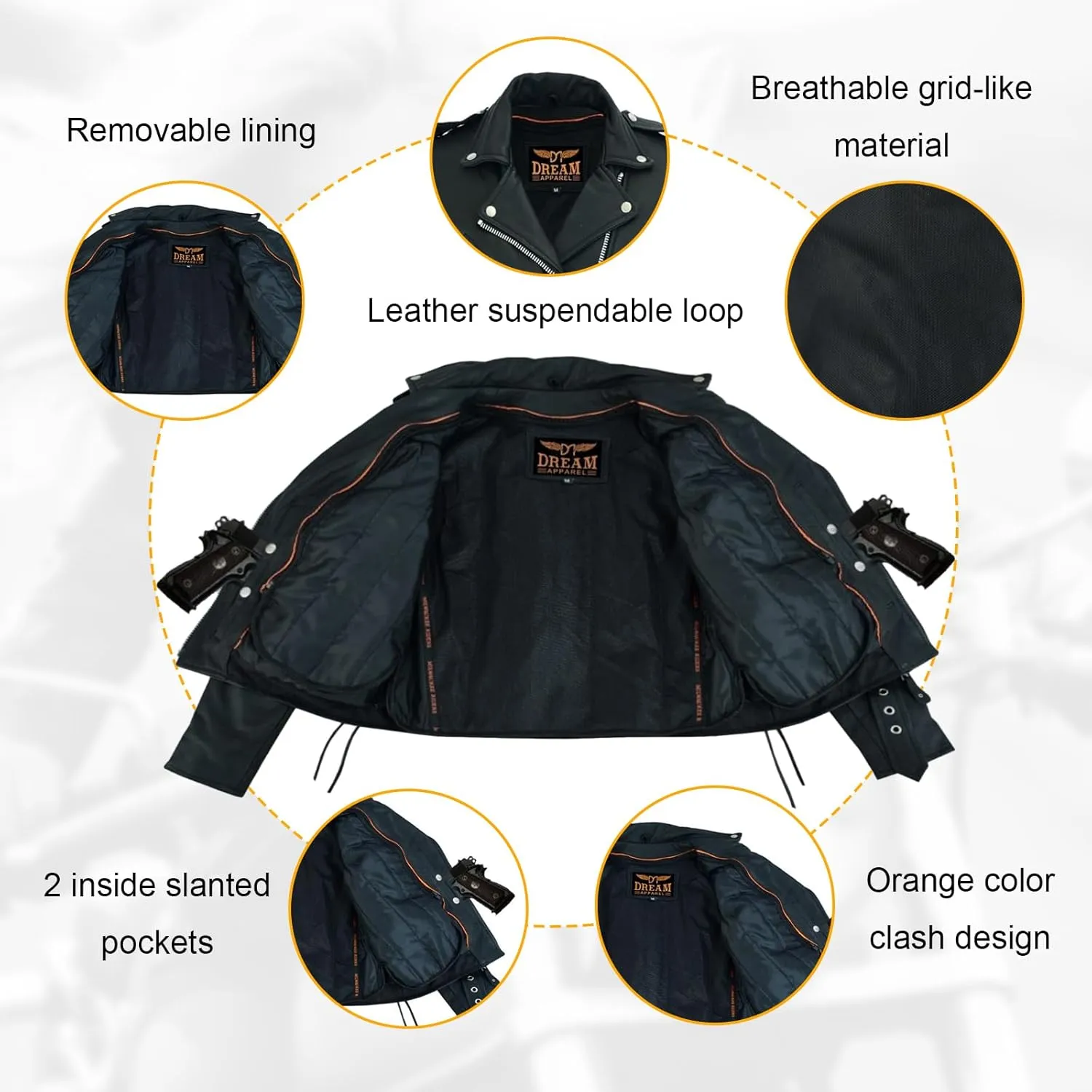 GARGOYLE BELLS Womens Motorcycle Jacket Classic Cowhide Leather Jacket with Lace Sided Leather Biker Coat for Women