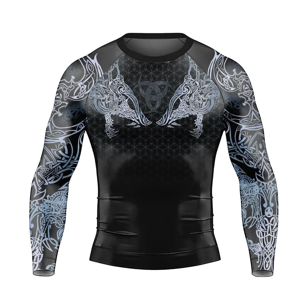 Geri & Freki Tattoo Viking Men's Long Sleeve Rash Guard