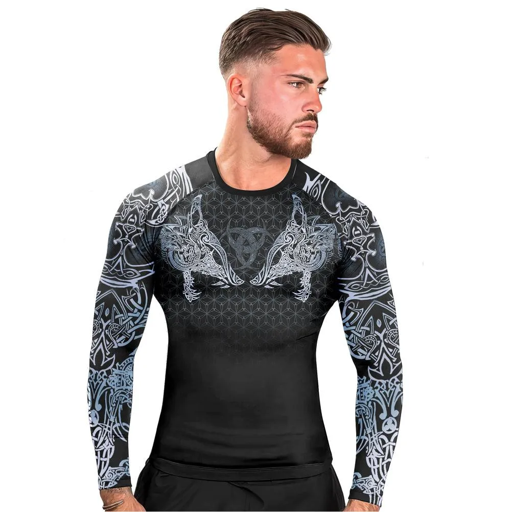Geri & Freki Tattoo Viking Men's Long Sleeve Rash Guard