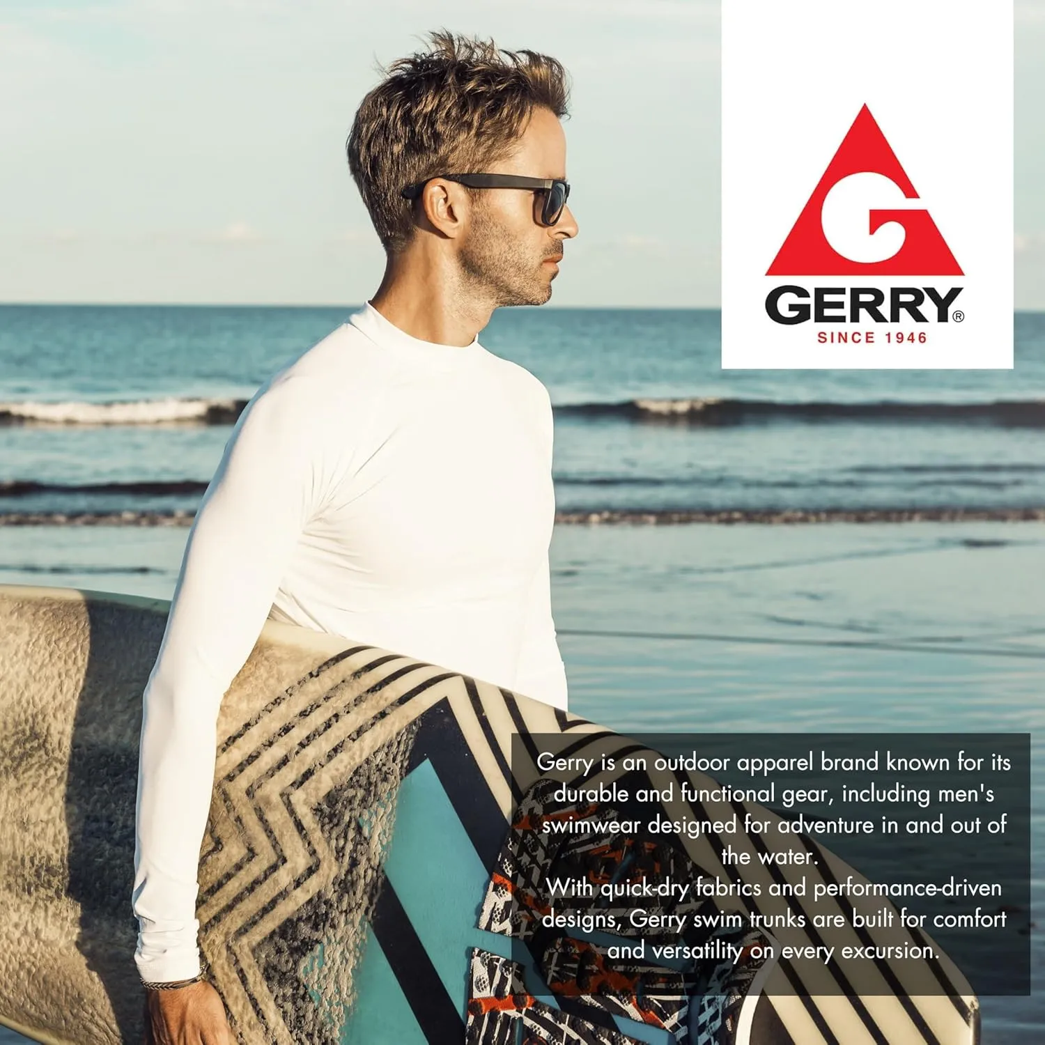 Gerry Rash Guard for Men, Long Sleeve Mens Swim Shirt, Fishing Hiking UPF  50 UV Protection
