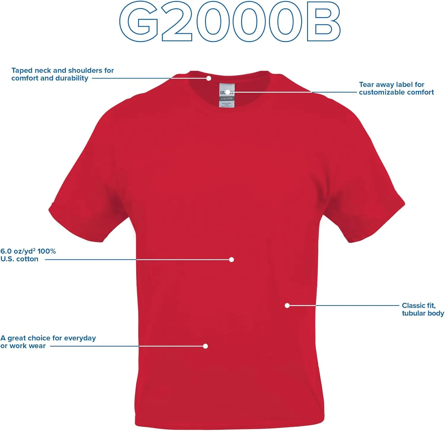 Gildan Youth Ultra Cotton T-Shirt, Style G2000B, Multipack