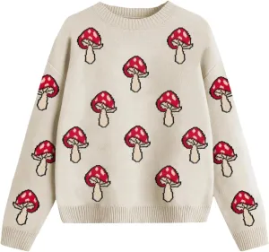 Girls Fall Sweaters Pattern Casual Crewneck Long Sleeve Knit Pullover Tops for Kids Size 5-14 Years