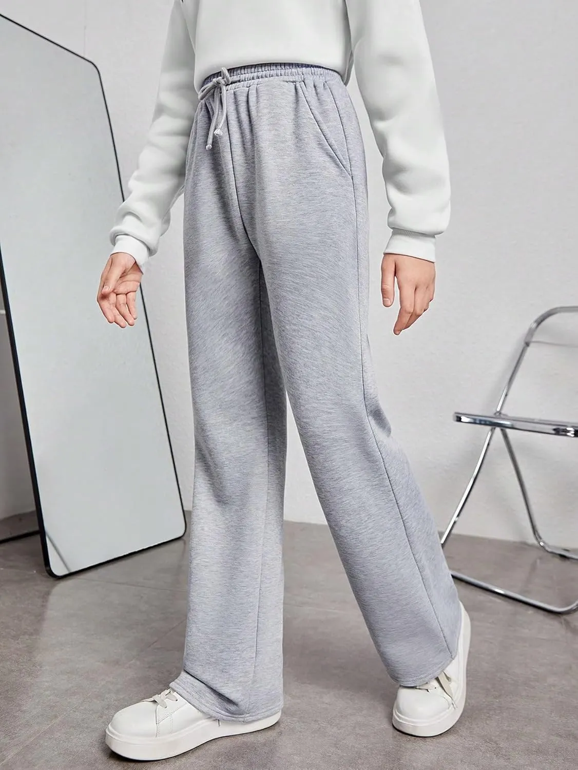 Girl's Jogger Sweatpants High Waist Wide Leg Baggy Pants Casual Gym Workout Pants