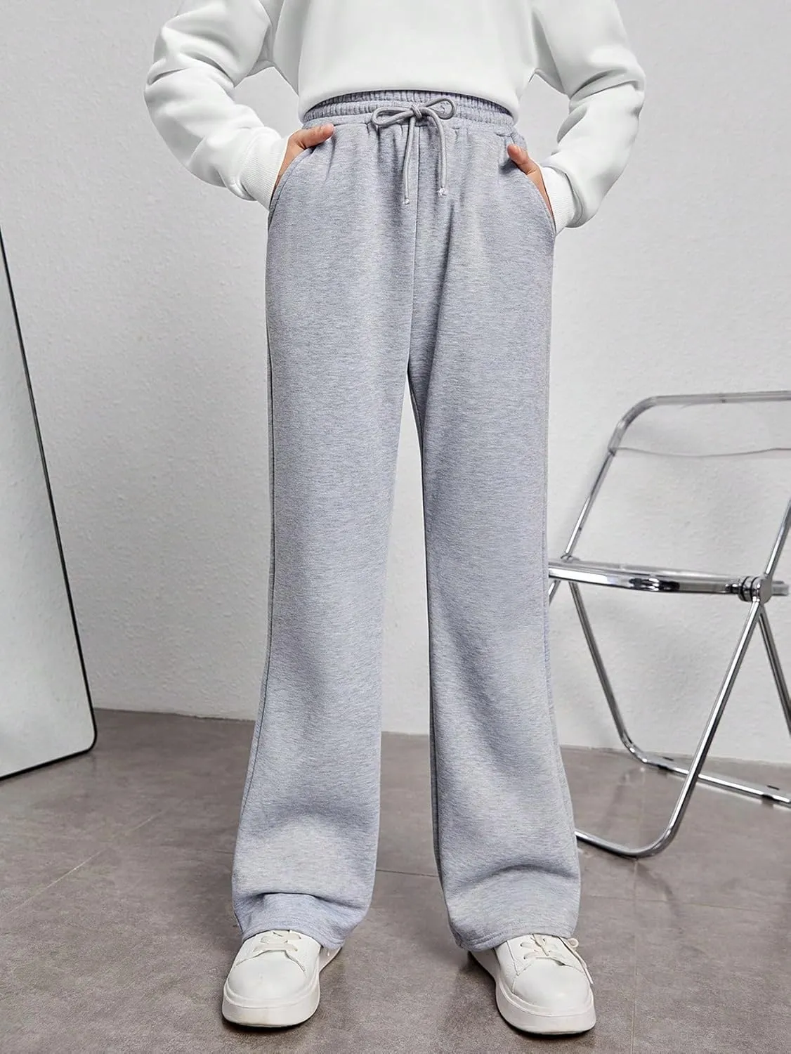 Girl's Jogger Sweatpants High Waist Wide Leg Baggy Pants Casual Gym Workout Pants