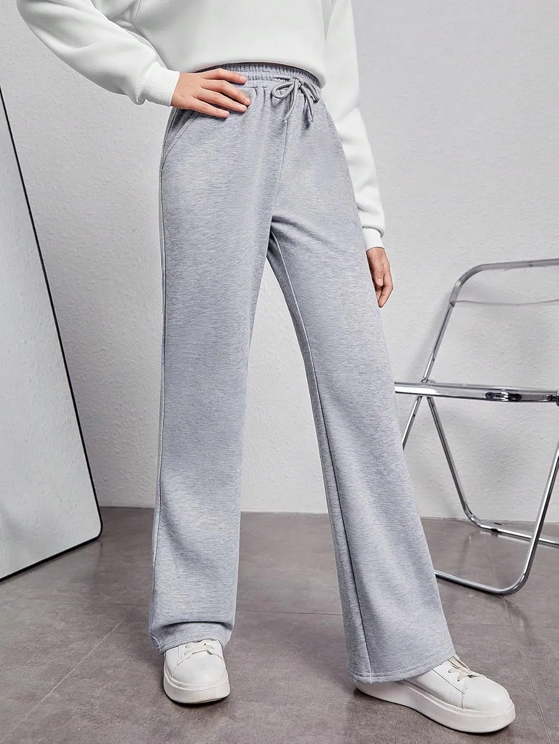 Girl's Jogger Sweatpants High Waist Wide Leg Baggy Pants Casual Gym Workout Pants