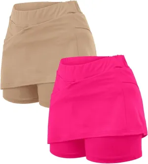 GOKKILRW 2 Pack Womens Mini Skirt 2024 Summer Trendy Tennis Athletic Inner Shorts Pockets Workout Golf Bodycon Casual Skorts