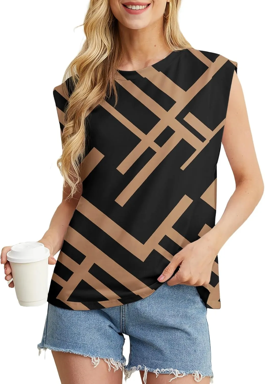 GRECERELLE Women 2025 Cap Sleeve Tops Summer Casual Tee Shirt Loose Crew Neck Basic Tank Trendy Work Vacation Outfits (S-2XL)