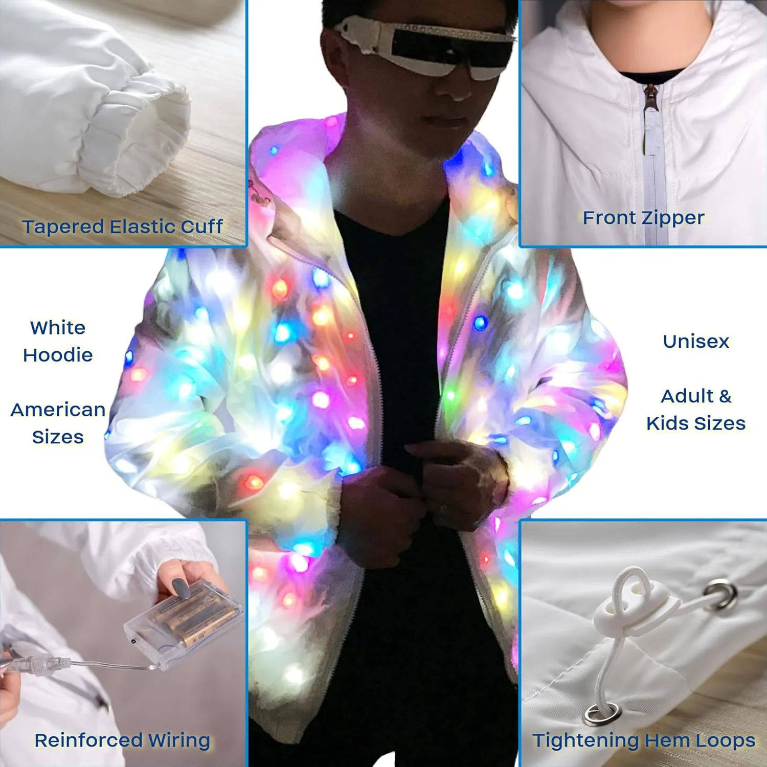 GUARDMAN Light Up Costume LED Jacket The Flash Coat Hoodie Rave Lights Adult Kids Clothing Family Outfit Men Women Dance Club