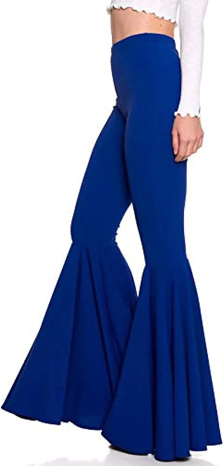 GUOLEZEEV Women High Waisted Flare Pants Solid Color Fashion Pleated Bell Bottoms(7 Colors)