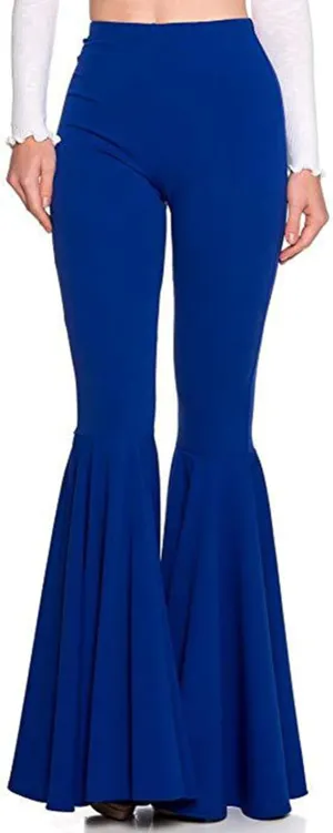 GUOLEZEEV Women High Waisted Flare Pants Solid Color Fashion Pleated Bell Bottoms(7 Colors)