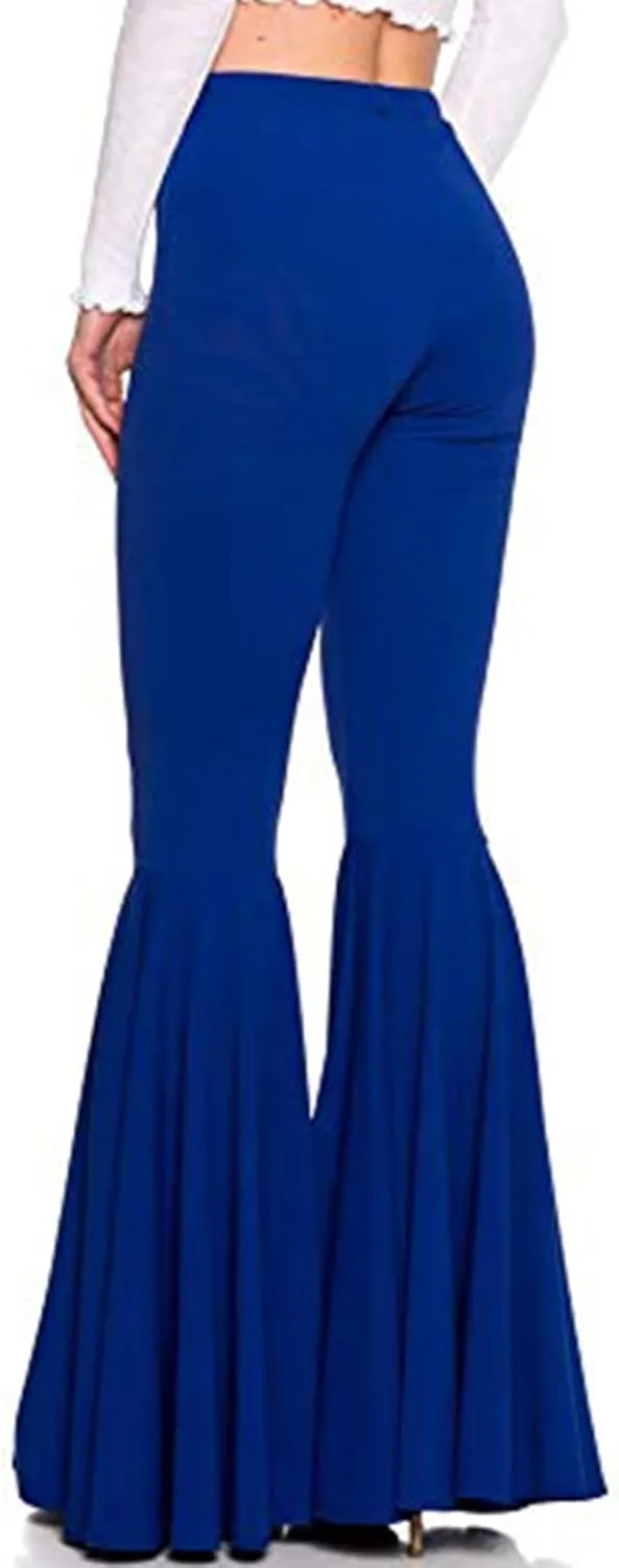 GUOLEZEEV Women High Waisted Flare Pants Solid Color Fashion Pleated Bell Bottoms(7 Colors)