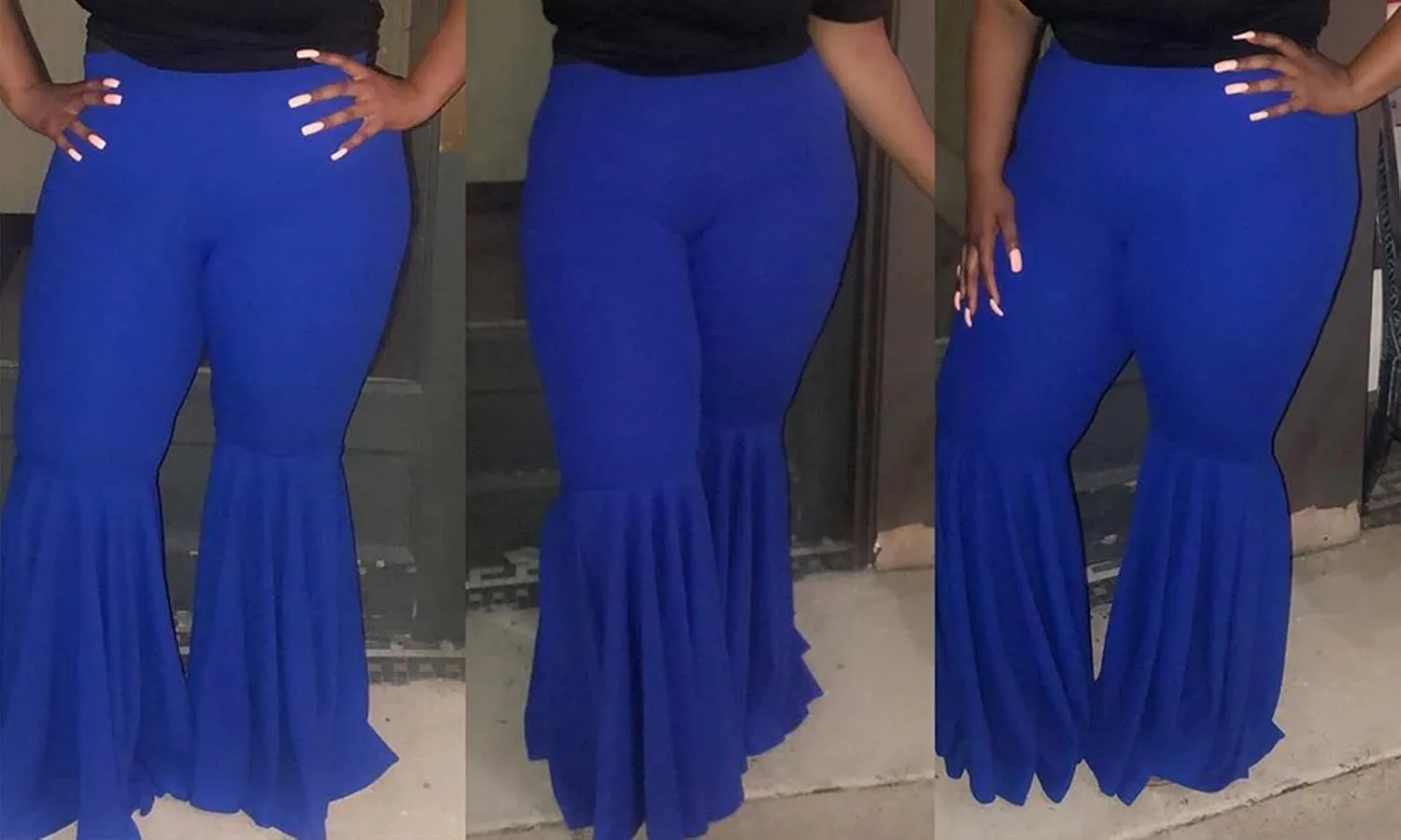 GUOLEZEEV Women High Waisted Flared Pants Solid Color Plus Size Bell Bottom Leggings