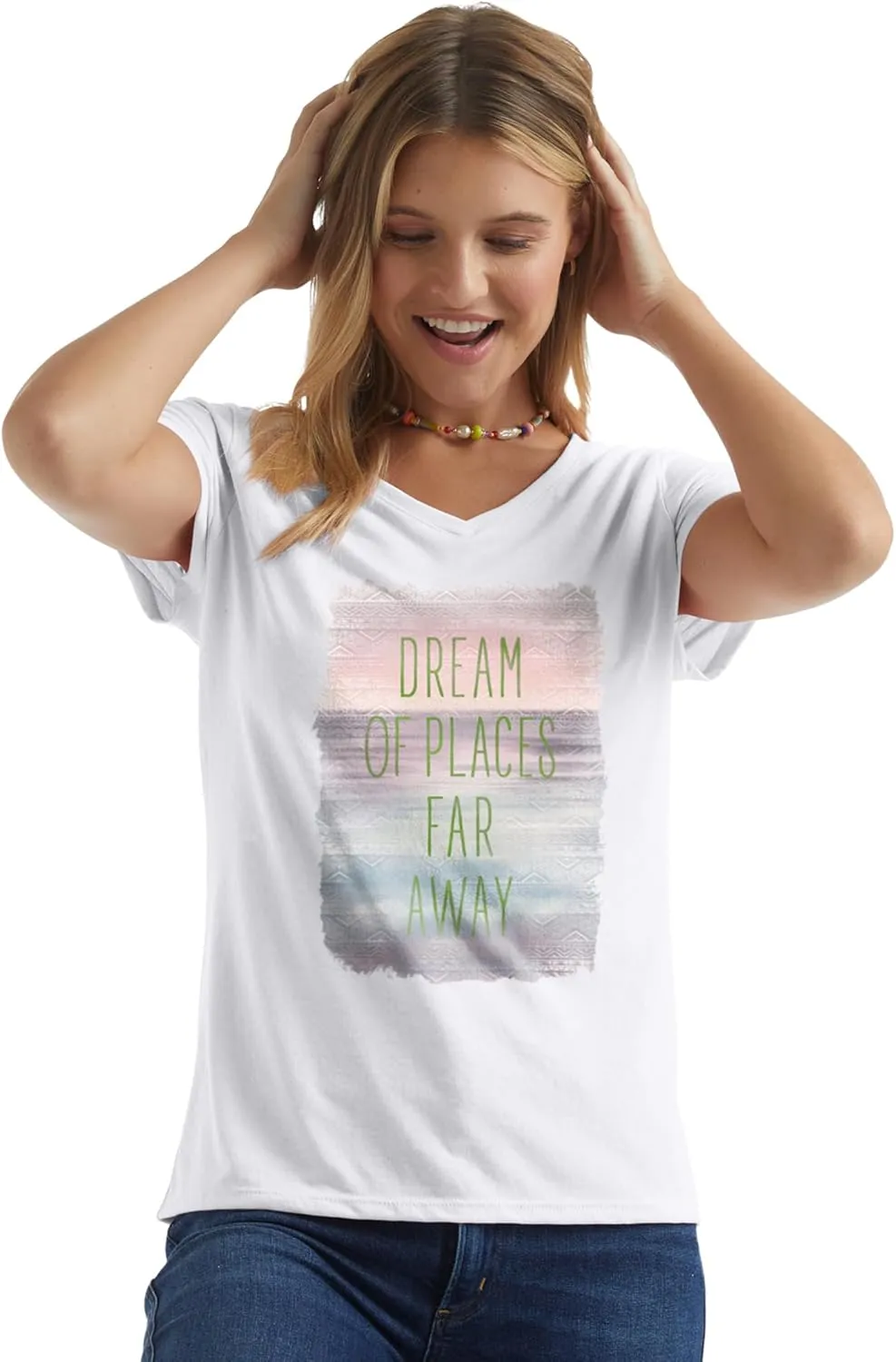 Hanes Women's Short Sleeve V-Neck Graphic T-Shirt