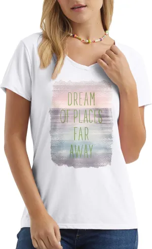 Hanes Women's Short Sleeve V-Neck Graphic T-Shirt